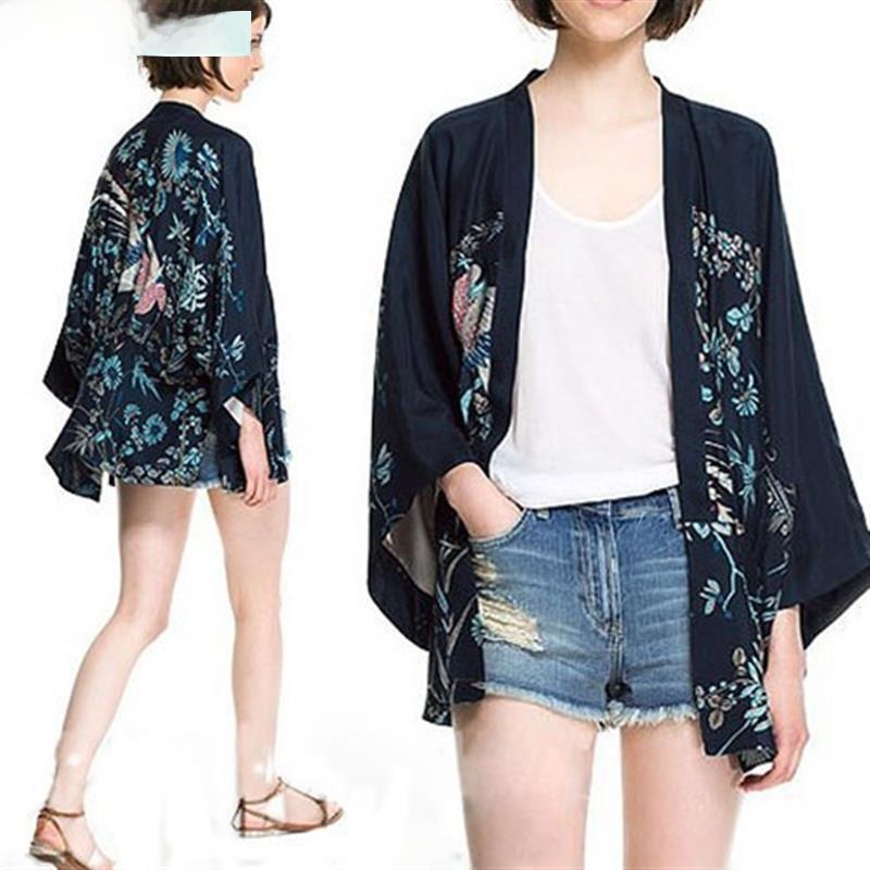 Street Fashion Kimono - Damski jedwabny kardigan kimono w stylu
