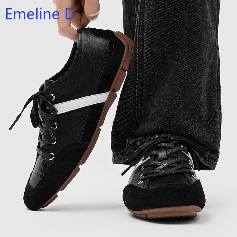 Street Fashion Walk - Męskie minimalistyczne retro sneakersy z kwadratowym