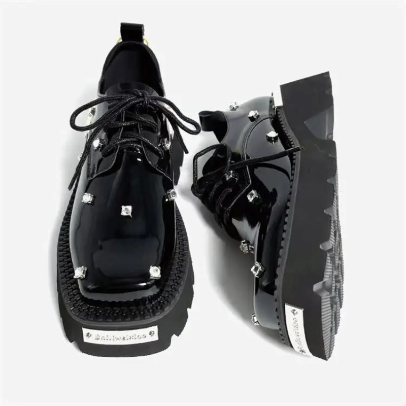 Chunky Sneaker Platform - Damskie mokasyny Kryształowa platforma Grube Mary