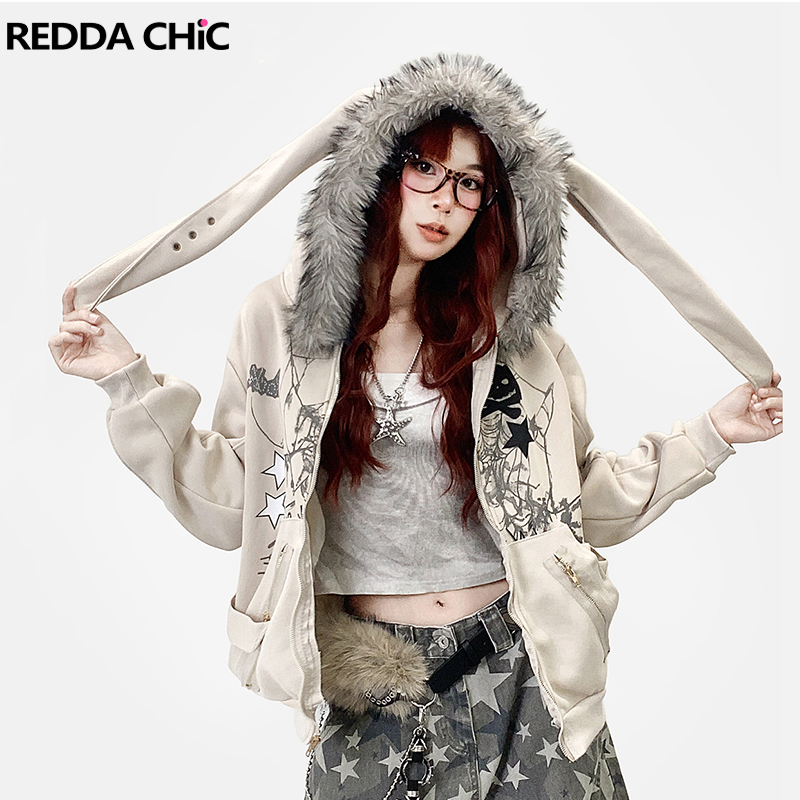 Graphic Hoodie Streetwear - Bluza z kapturem na zamek błyskawiczny