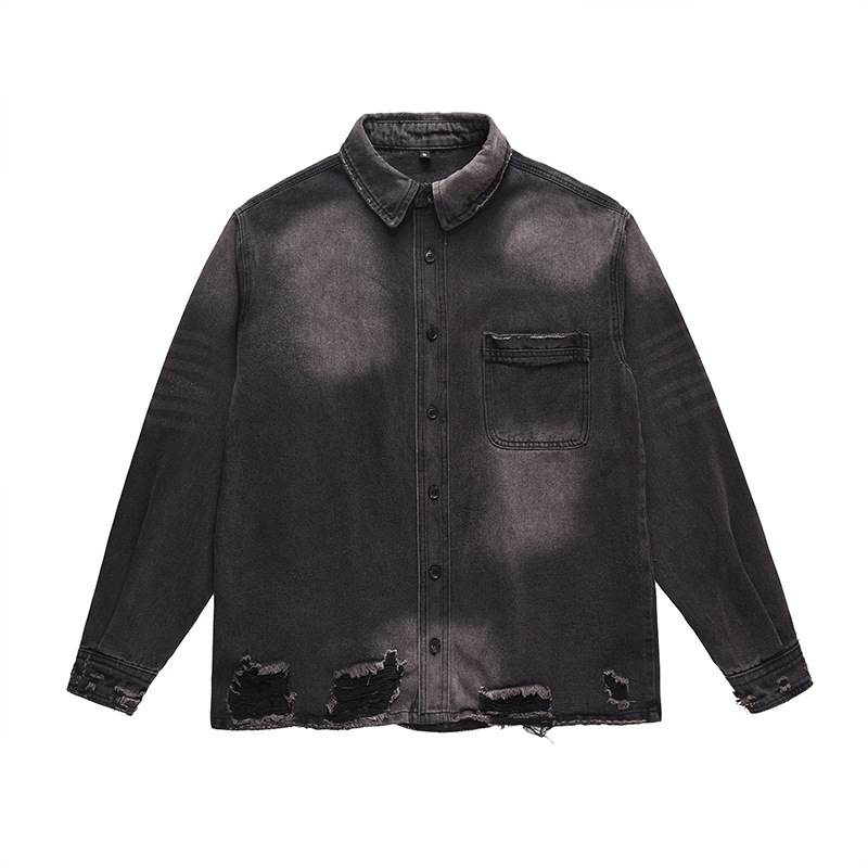 Distressed Jean Rip - Męska kurtka jeansowa z przetarciami w