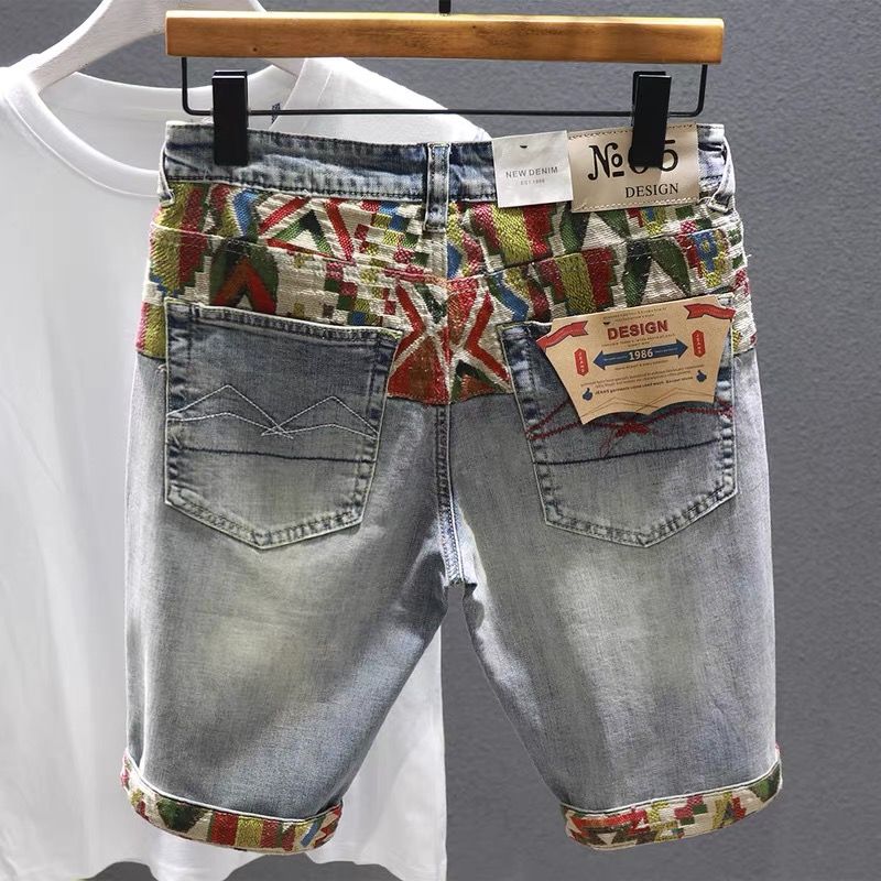 Distressed Jean Rip - Męskie spodenki jeansowe Selvedge Multi Color