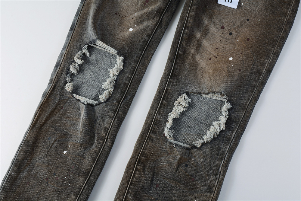 Męska moda Amerykańskie jeansy – Distressed Jean Rip recenzja i cena