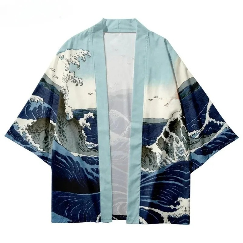 Modny nadruk falowy, tradycyjn – Street Fashion Kimono recenzja i cena