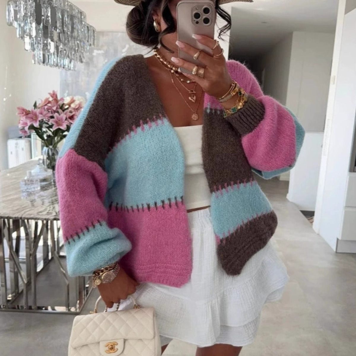 Kardigan damski w stylu patchw – Street Fashion Winter 2025 recenzja i cena